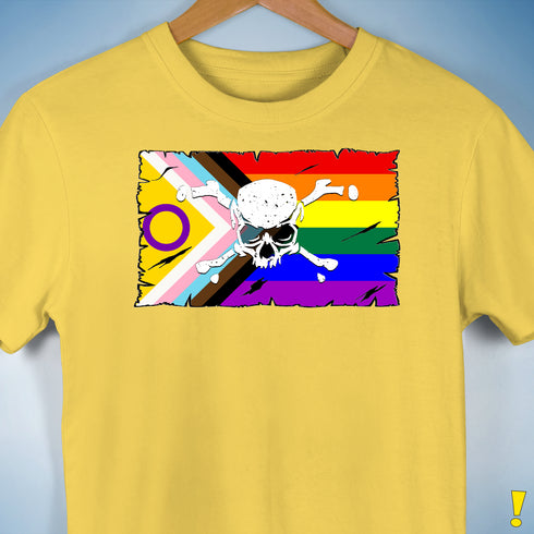 Intersex Inclusive Progress Pride Pirate Flag Premium Unisex T-Shirt - Yellow